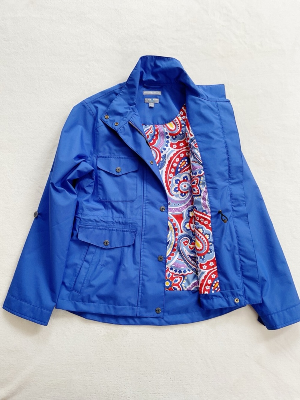Peter Millar Element 4 Water Resistant Utility Jacket Blue Paisley Lined XS